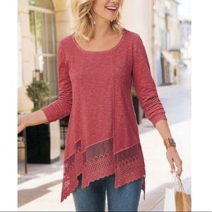 Soft Surroundings Linley Tunic with Lace Hem